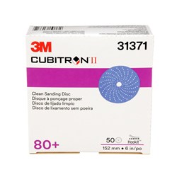 3M 31371 737U CUBITRON II HOOKIT CLEAN SANDING DISCS P80 150MM BOX/50