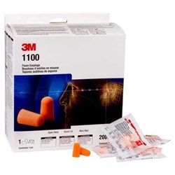 3M 1100 UNCORDED EARPLUGS 200PR/BOX