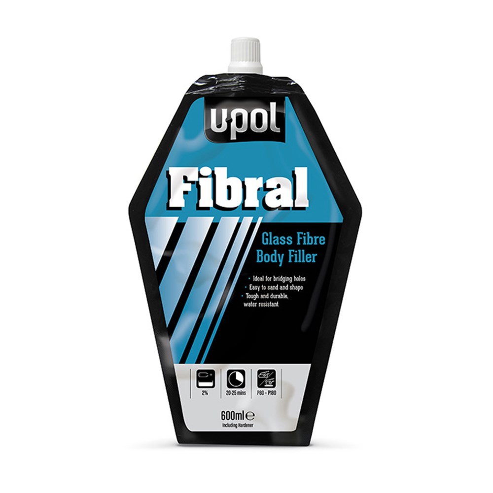 U-Pol FIBRAL LITE Glass Fiber Repair Paste - 1 Quart Lightweight Sandable Filler